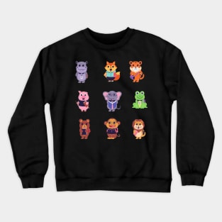 Animals Going to School 9pk Stickers Collection Crewneck Sweatshirt